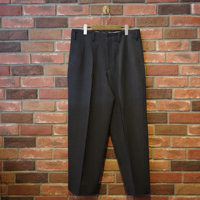 Gorsch the merry coachman(ゴーシュザメリーコーチマン) "Heather Pinhead Cheviot Wool Alpaca Two Intack Wide Trousers" -NAVY-