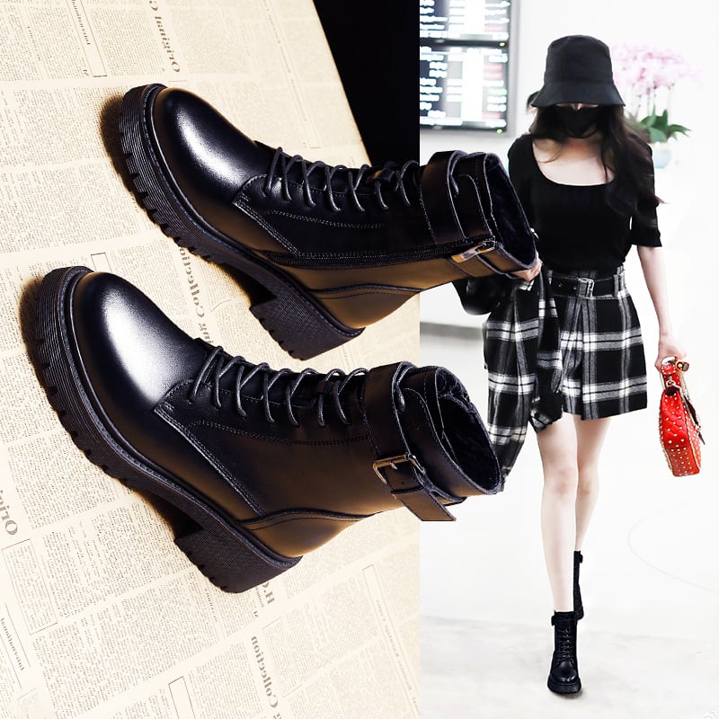 ブーツ 靴 35 36 37 38 39 40 厚底 靴ひも レディースファション ブラック 黒い 可愛い 合わせやすい Elegant