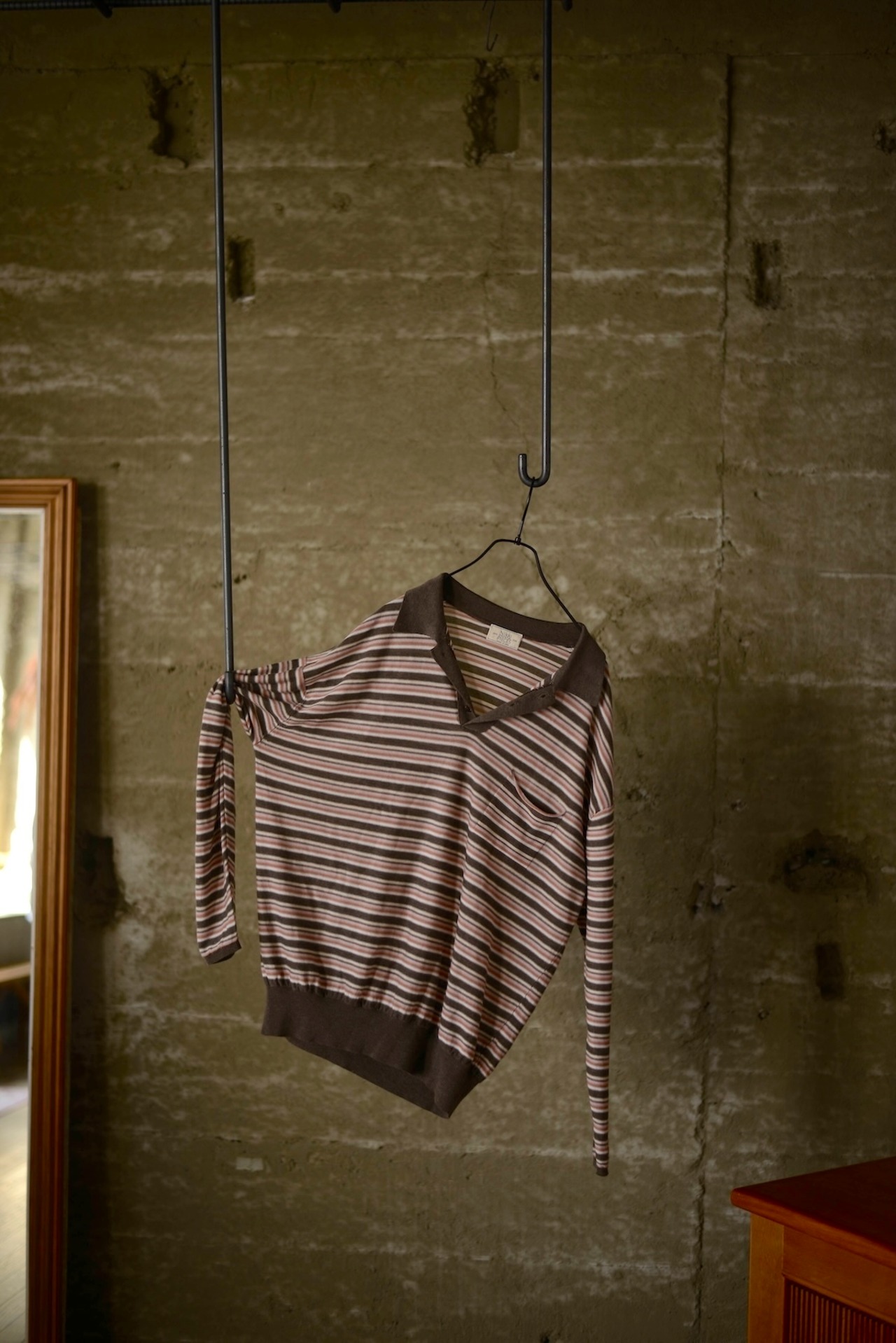 Nikki ESSENTIAL PIECES / Tencel cashmere polo Knit brown mulch border