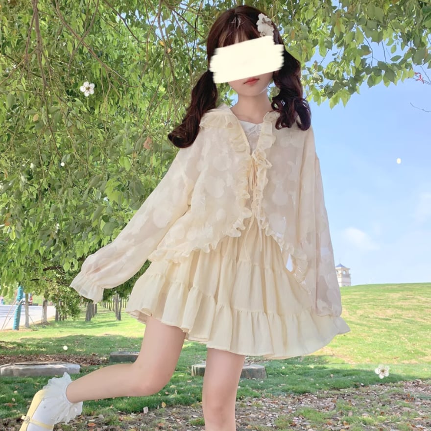 サブカル 服 地雷系 通販 カーディガン パーカー シフォン 薄手 ガーリー 甘め バンギャ