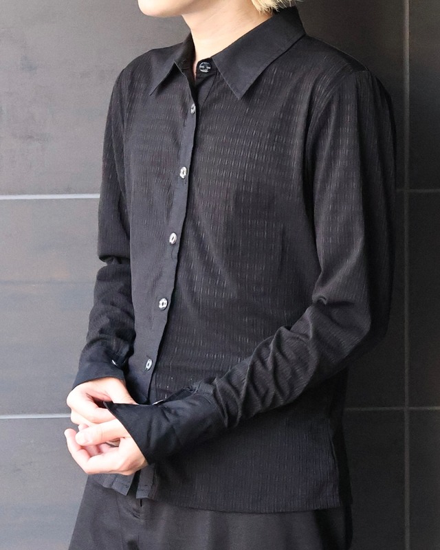 long cuffs sheer shirt