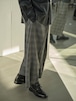 POSTELEGANT “ Wool Check Extra Wide Trousers ( Grey Check )”