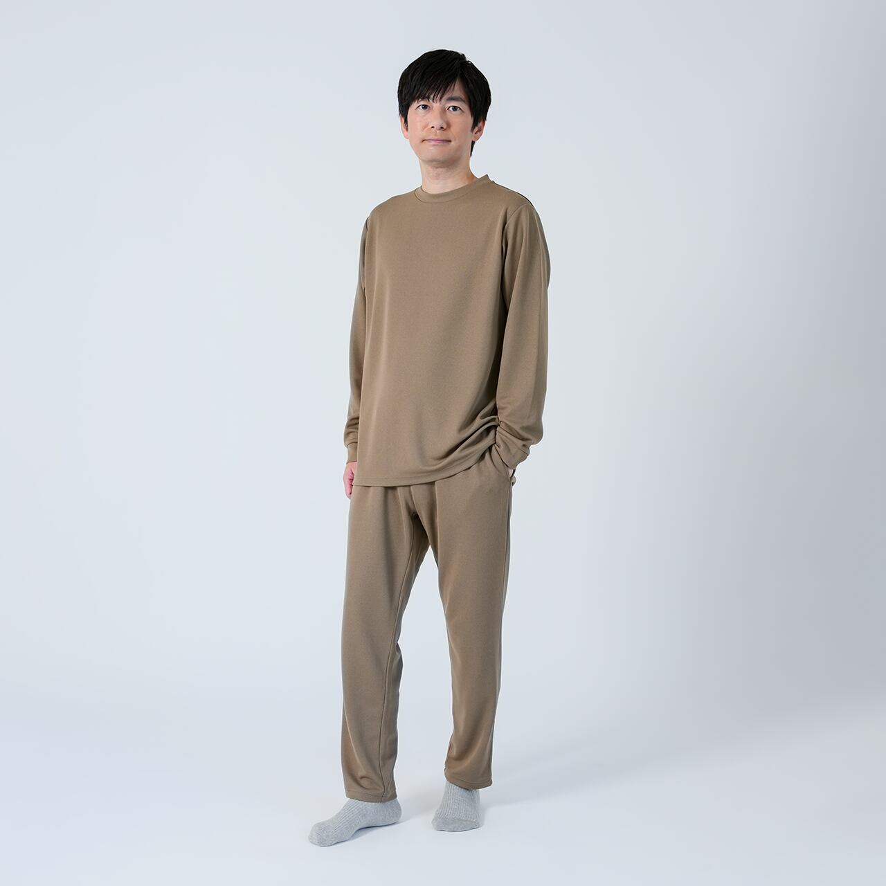 【期間限定】パリトレーニングセット ロングスリーブM Relaxing Mesh リカバリーロングスリーブ・ロングパンツセット <モカ