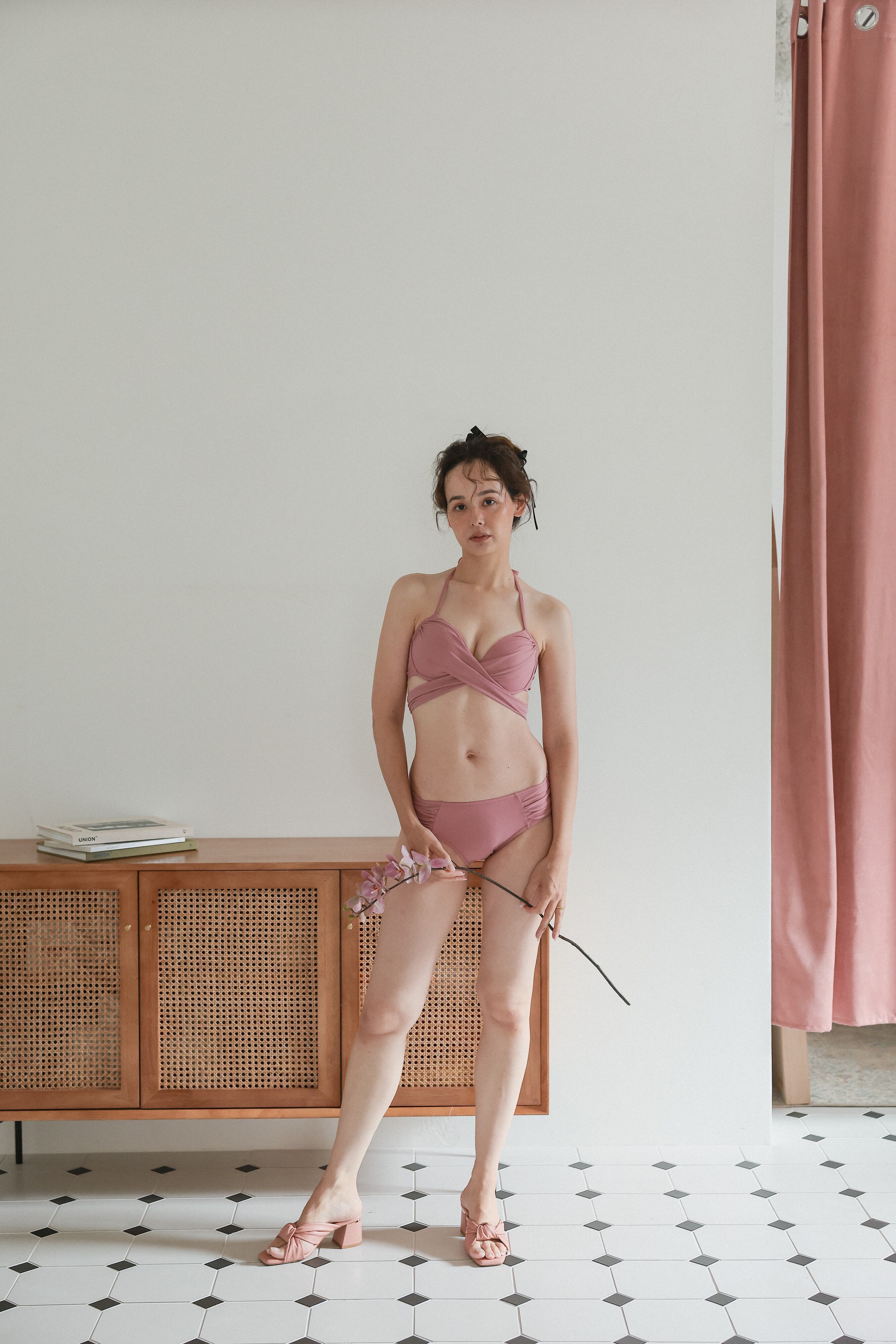 Cross wire Bikini set dusty pink