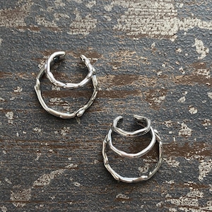 Ear Cuff- Melt Double＆Triple L(２２mm)SV /メルト２連・３連イヤーカフ L (２２mm）シルバー・片耳用