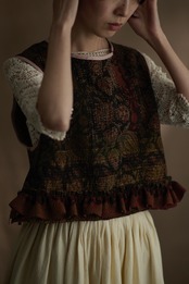 Back ribbon guduri vest / pink（ショート丈）