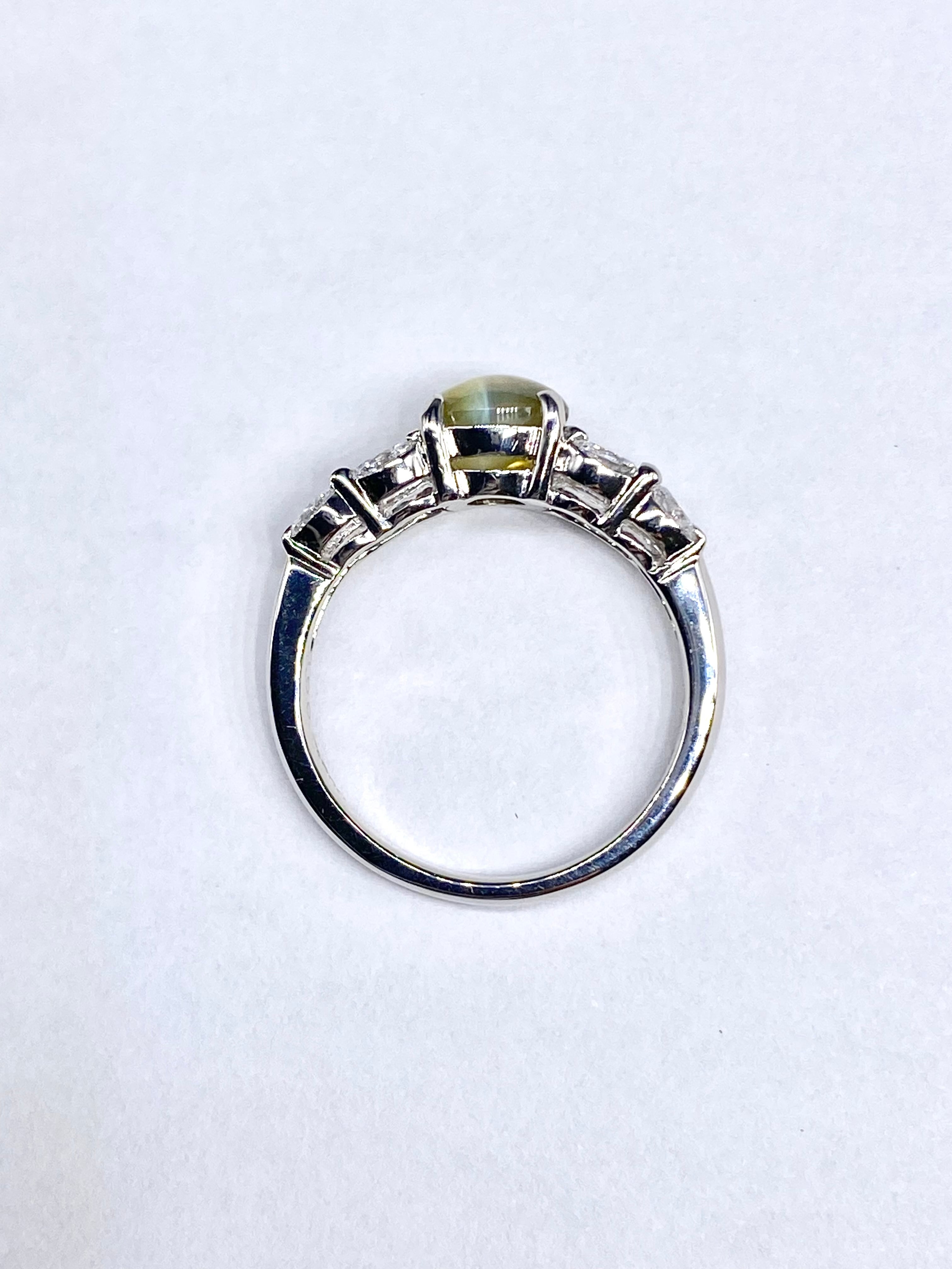 クリソベリルキャッツアイ 1.66ct / ダイヤモンド 計0.72ct Pt900