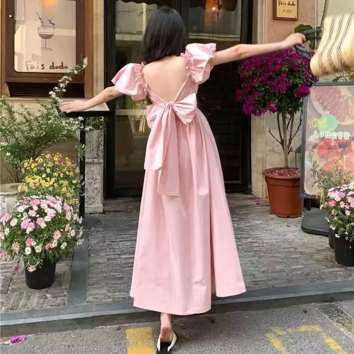 バックリボンワンピース