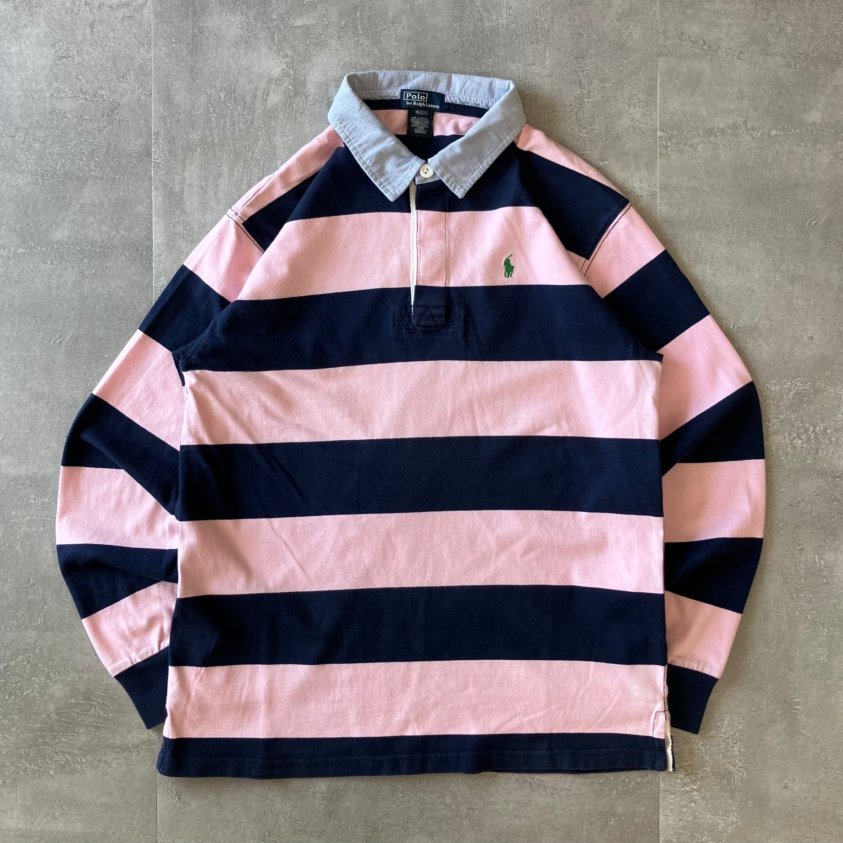 ポロラルフローレン 90s ラガーシャツ ボーダー 切り返し XL No.1848
