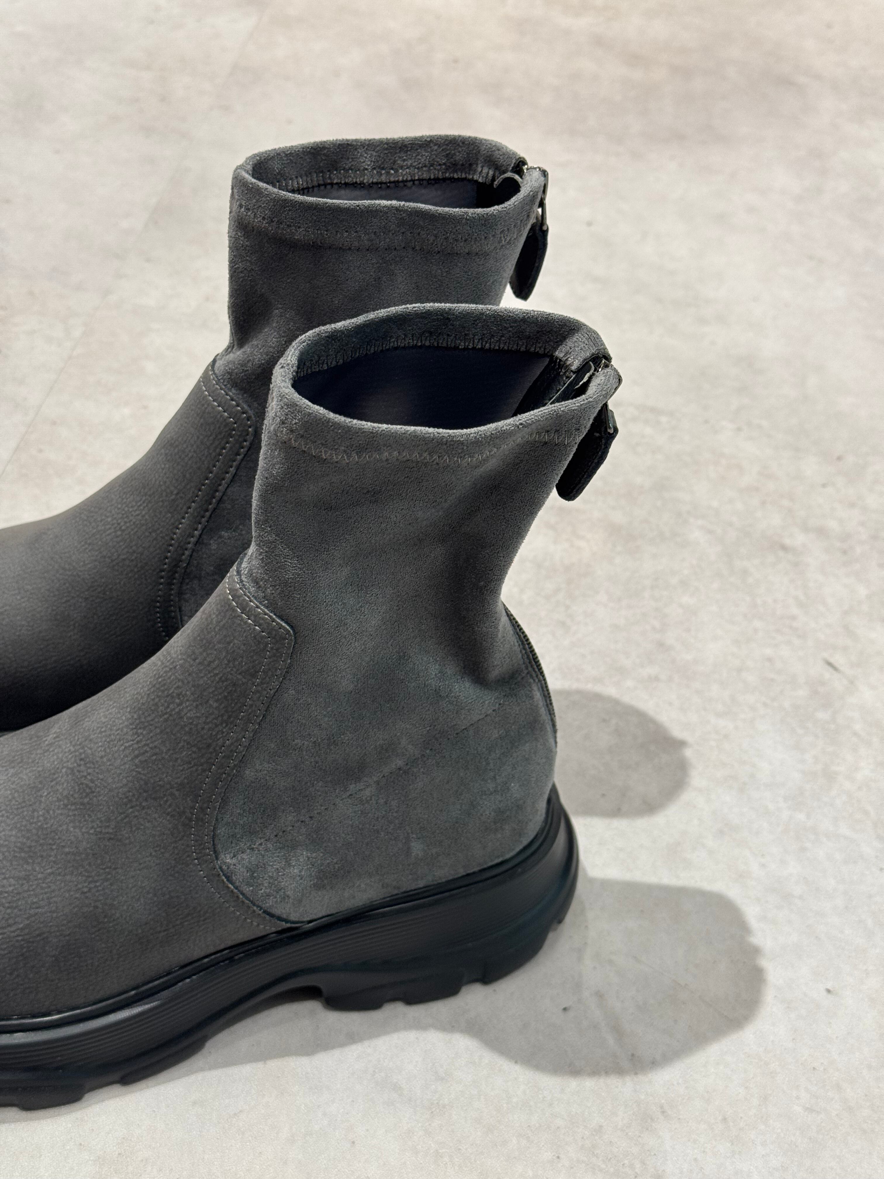 suede leather combi short boots