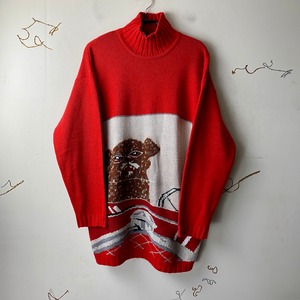 vintage KRIZIA driving panther pattern hi-neck sweater by miss deanna