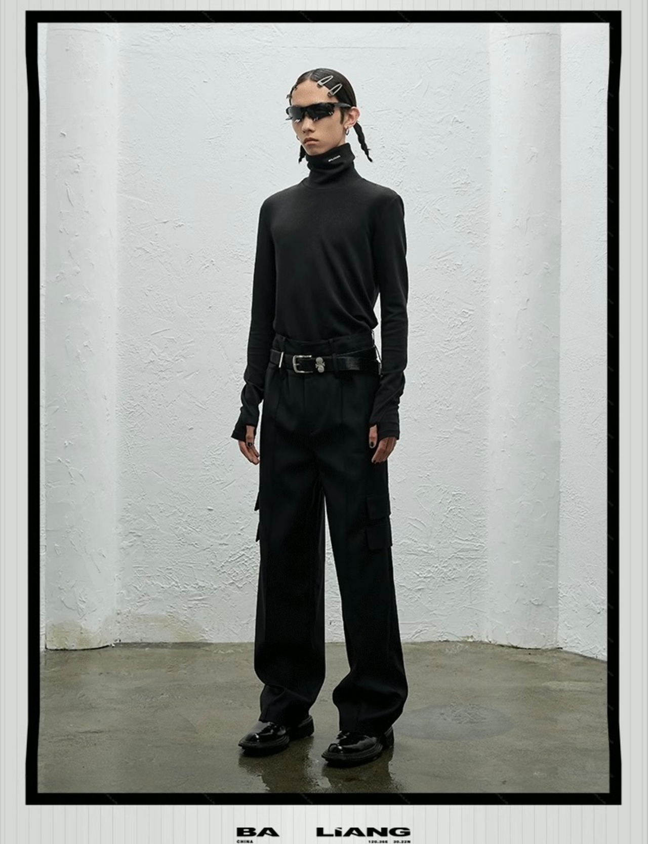 BALIANG Leather Logo Buckle Belt