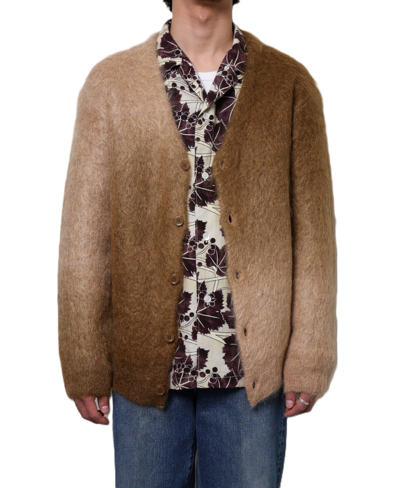 UNUSED / US2376 GRADATION MOHAIR CARDIGAN (MOCHABROWN