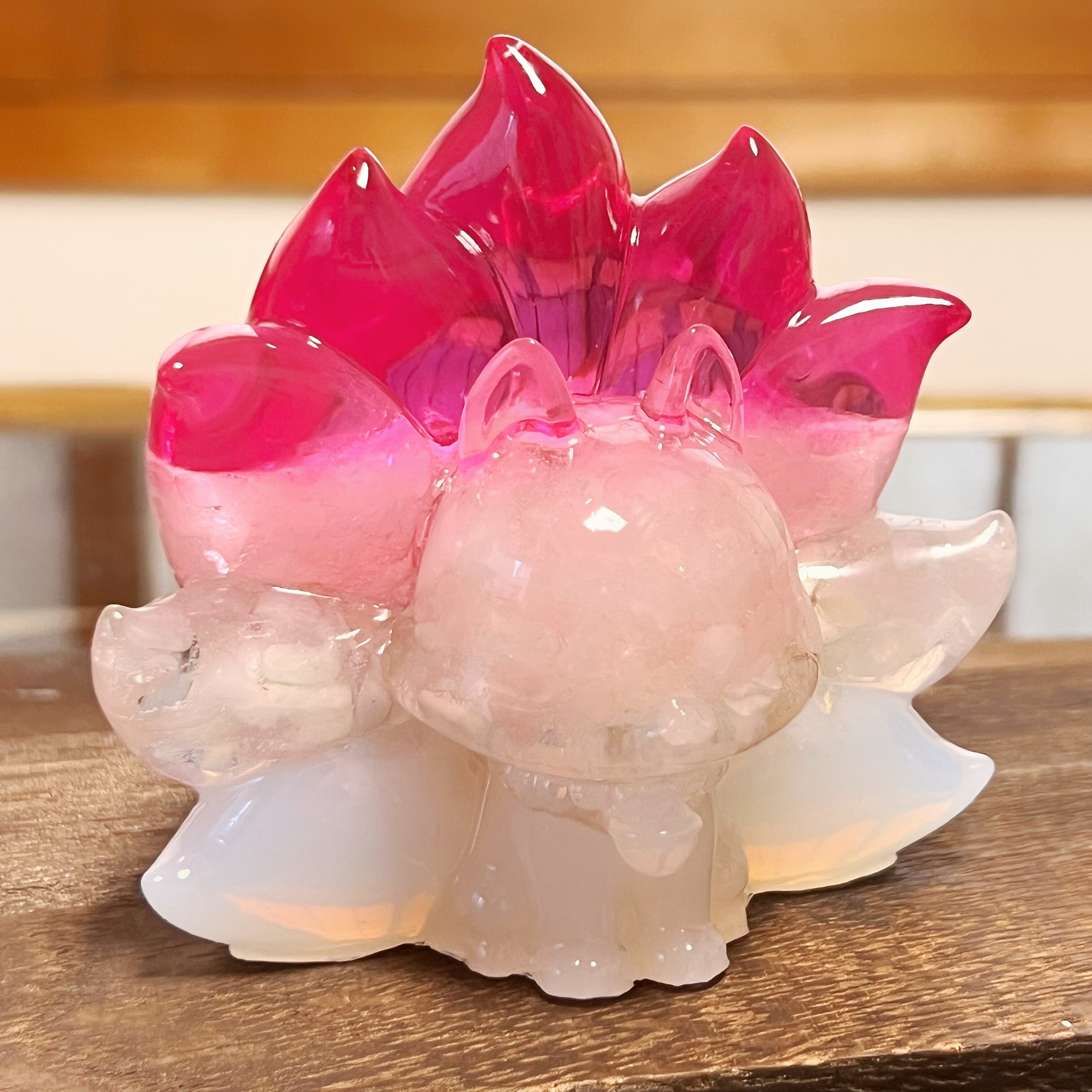 【1点もの】九尾の狐オルゴナイト ローズクォーツ ムーンストーン