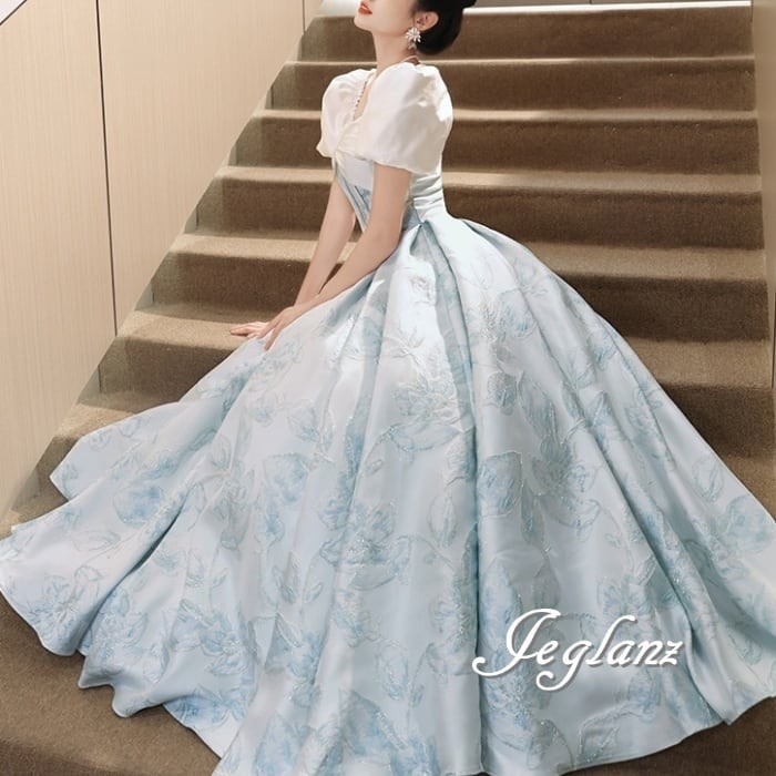 ウエディング カラードレス バイカラー 背中 編み上げ 姫ドレス(M9228)π