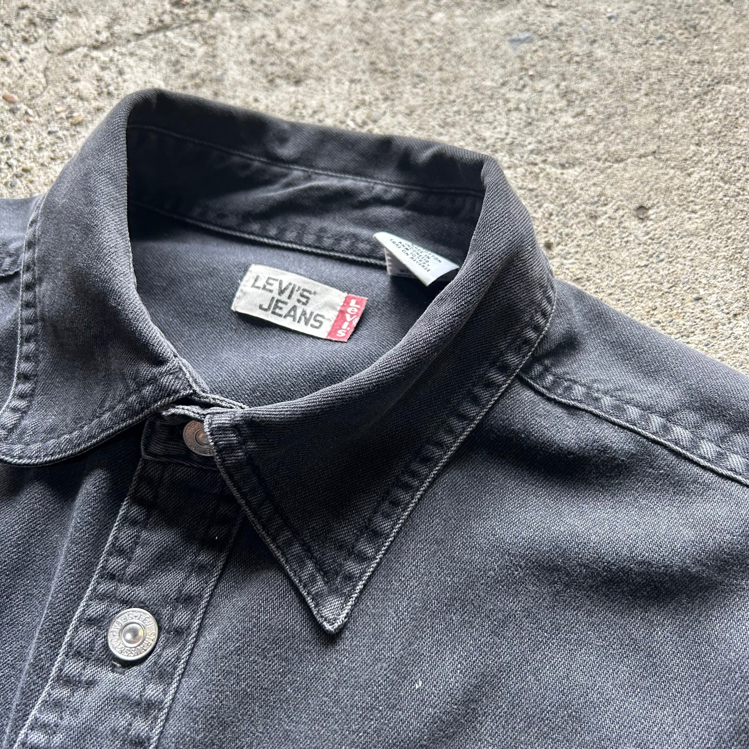 LEVI’S リーバイス　ブラックデニム　シャツ　メタルボタン　レッドタブ　XL