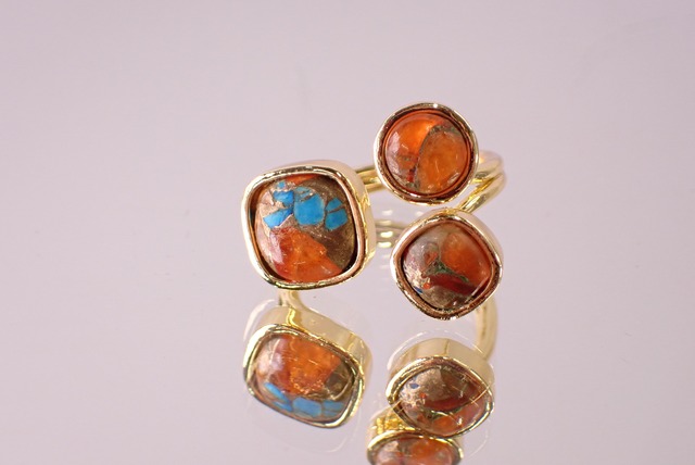 オイスターコッパーターコイズブラスリング　[D3-51]