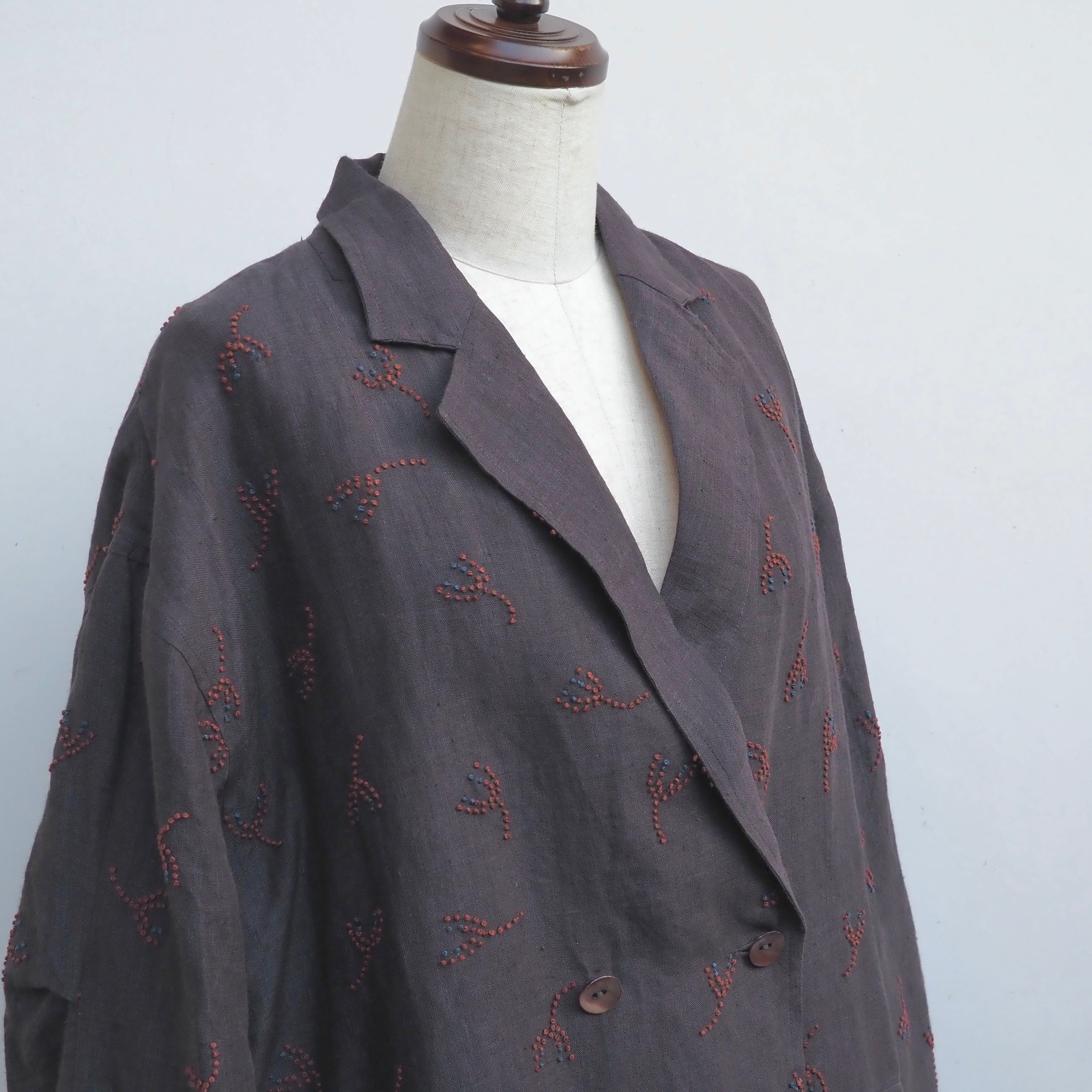 BUNON/Linen Over Jacket /オーバージャケット(black・ecru)