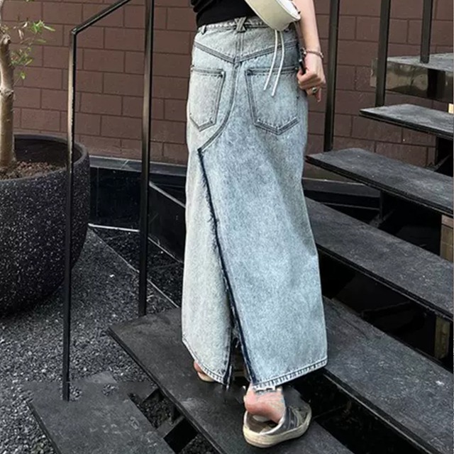 long slit denim skirt　10489