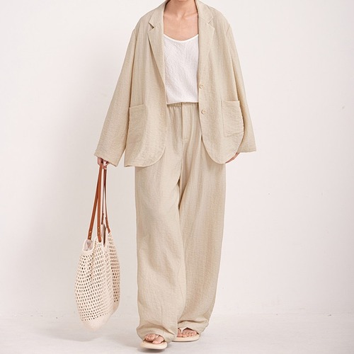 linen blend relaxed pants　10929
