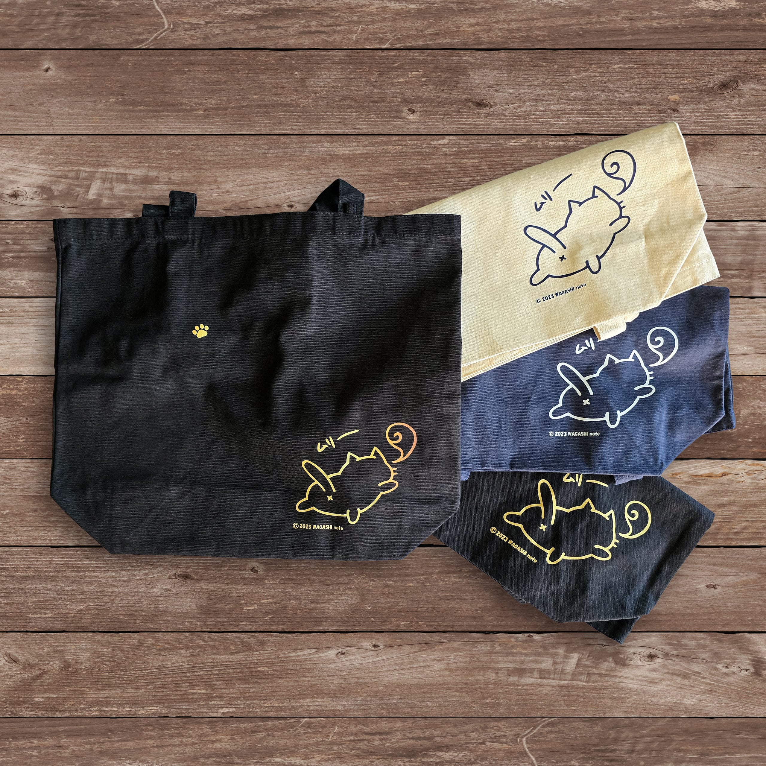 ムリ―ねこのA3キャンバストートバッグ（黒/白/ネイビー） | 和菓子note