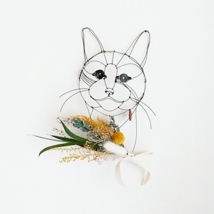 Wire Wall Art Bouque （cat & bouquet）
