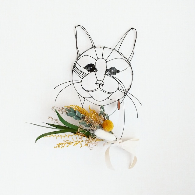 Wire Wall Art Bouque （cat & bouquet）