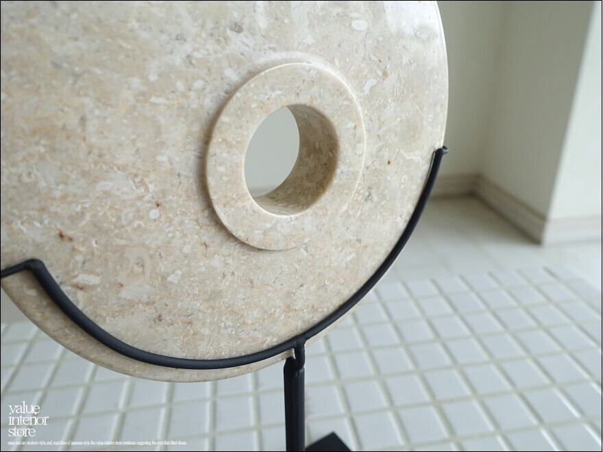 天然大理石オブジェCir/SS マーブル 置物 装飾 天然石アート 円形