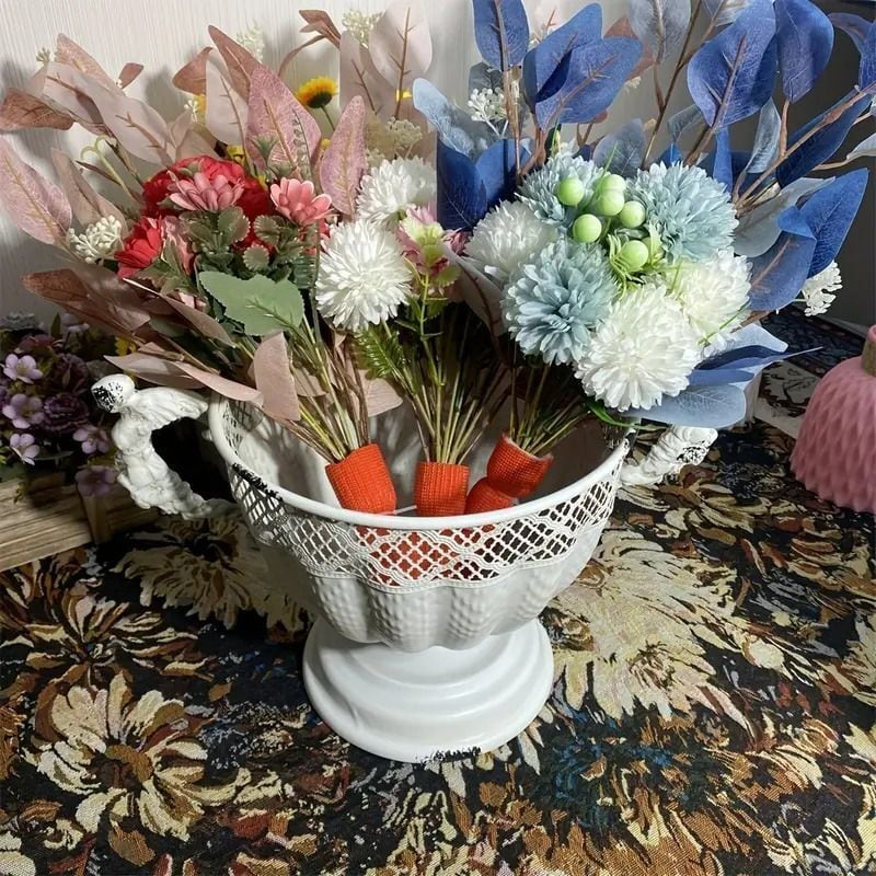 ヴィンテージメタルフラワーベース 大型 フレンチアンティークスタイル