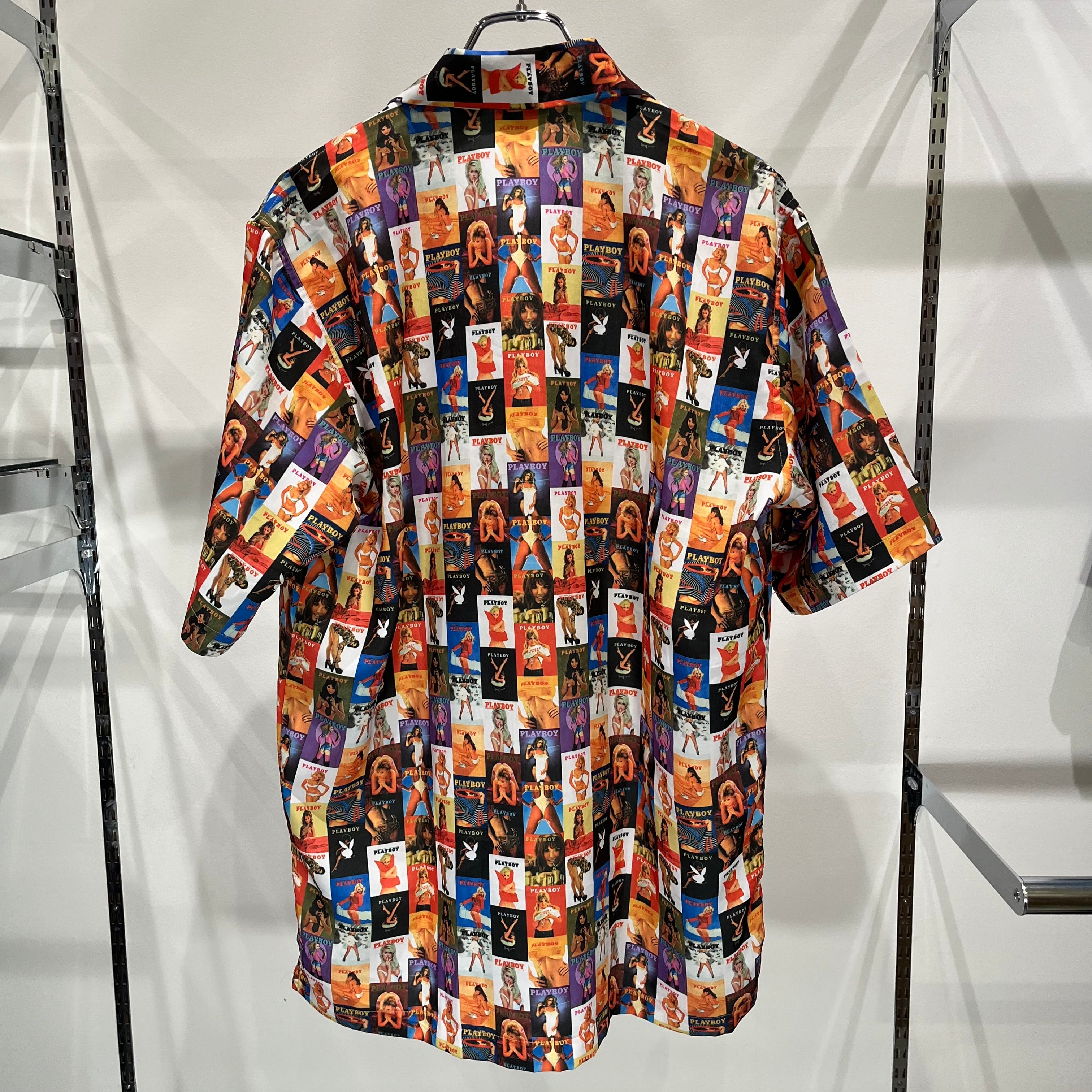 90s PLAYBOY Short Sleeve Shirt 90年代 プレイボーイ 総柄シャツ
