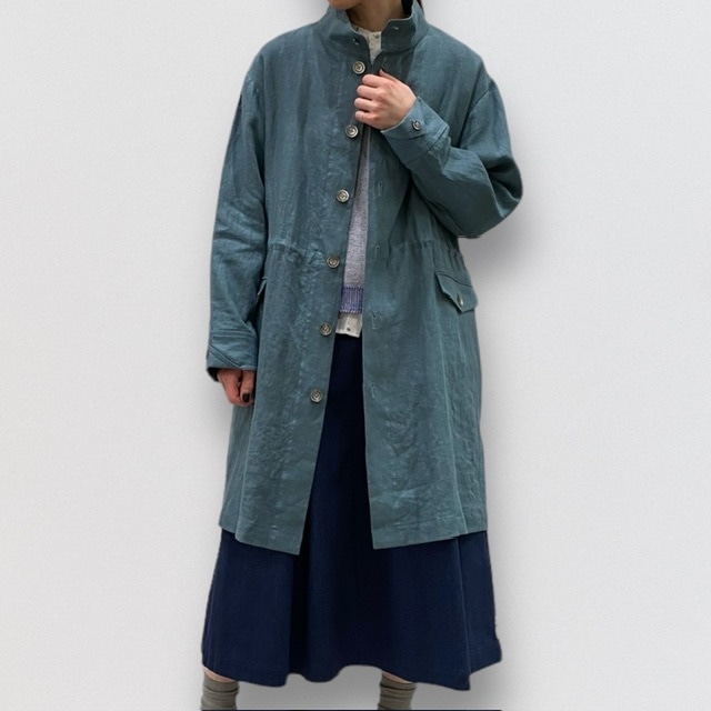 vm linen canvas stand collar coat