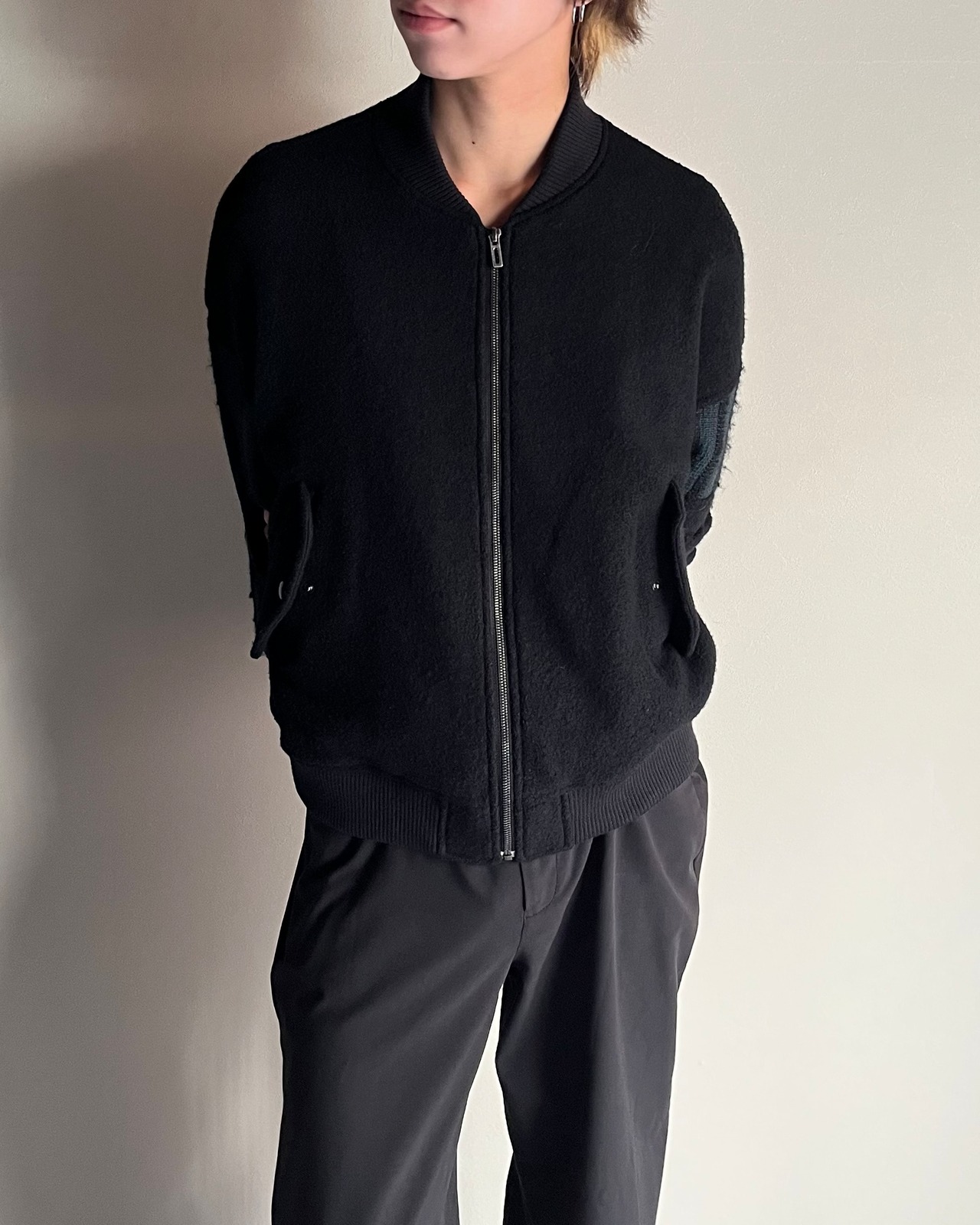 【DOMENICO SAVIO】wool sleeve switching bomber blouson
