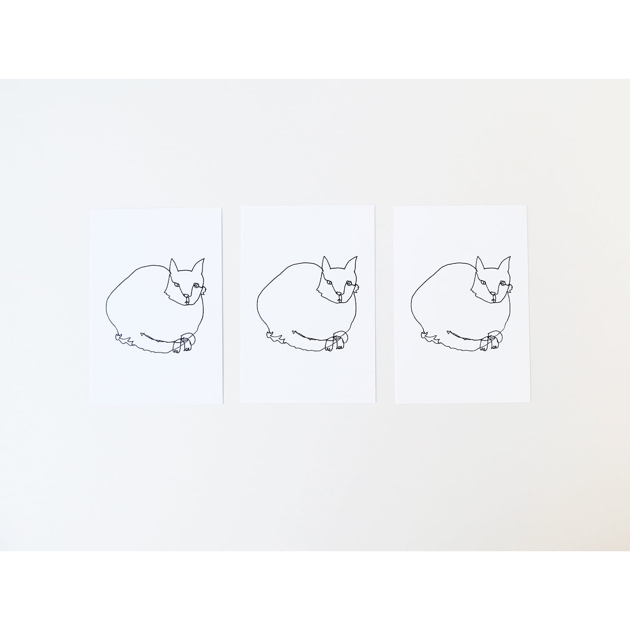 一筆書きの猫(ポストカード)3枚セット