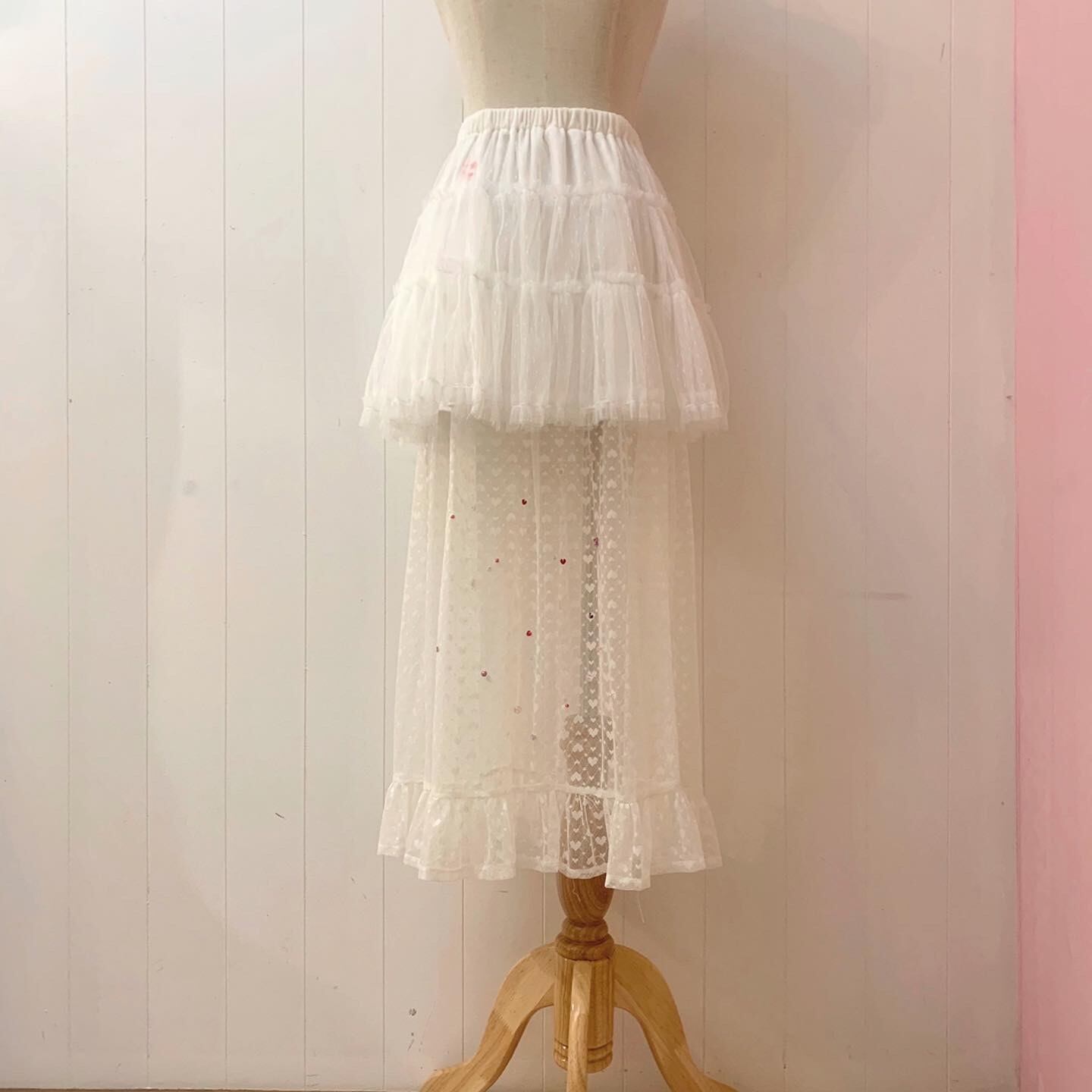 remake : invisible heart tutu lace skirt