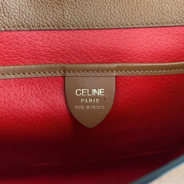 CELINE セリーヌ ショルダーバッグ ブラウン マンテル レザー 2WAY ハンドバッグ vintage ヴィンテージ オールド p67n53