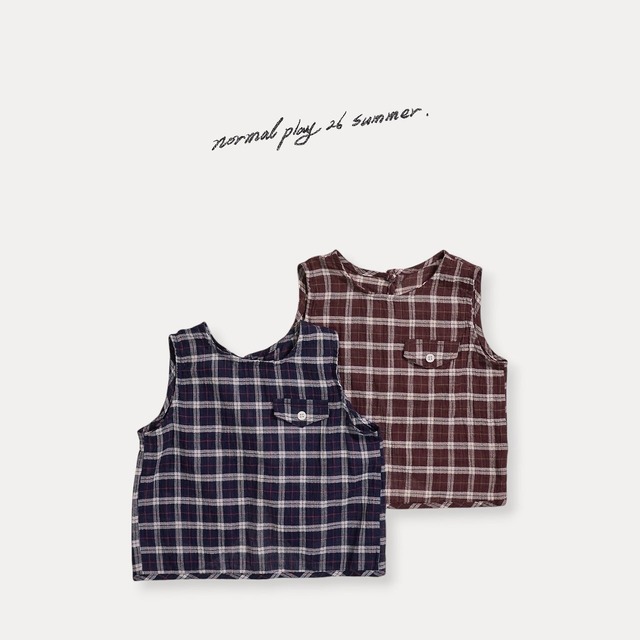 《予約》送料無料【normal play】Leaf Check Blouse