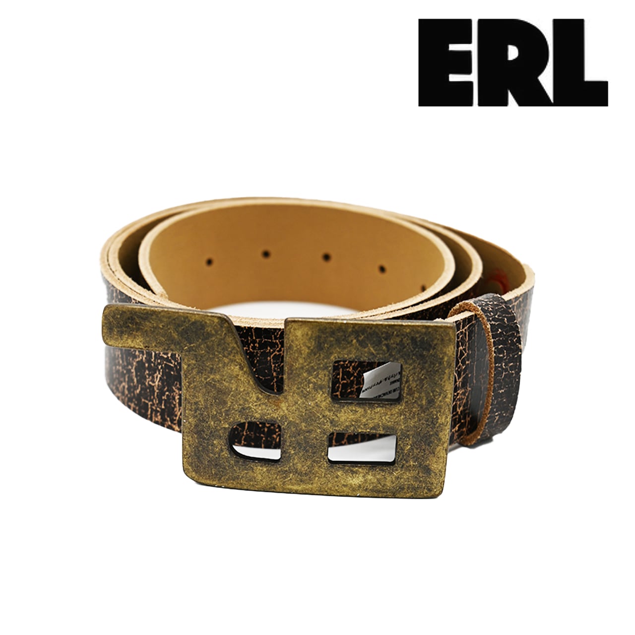 ERL logo-buckle ロゴバックル クラックレザーベルト