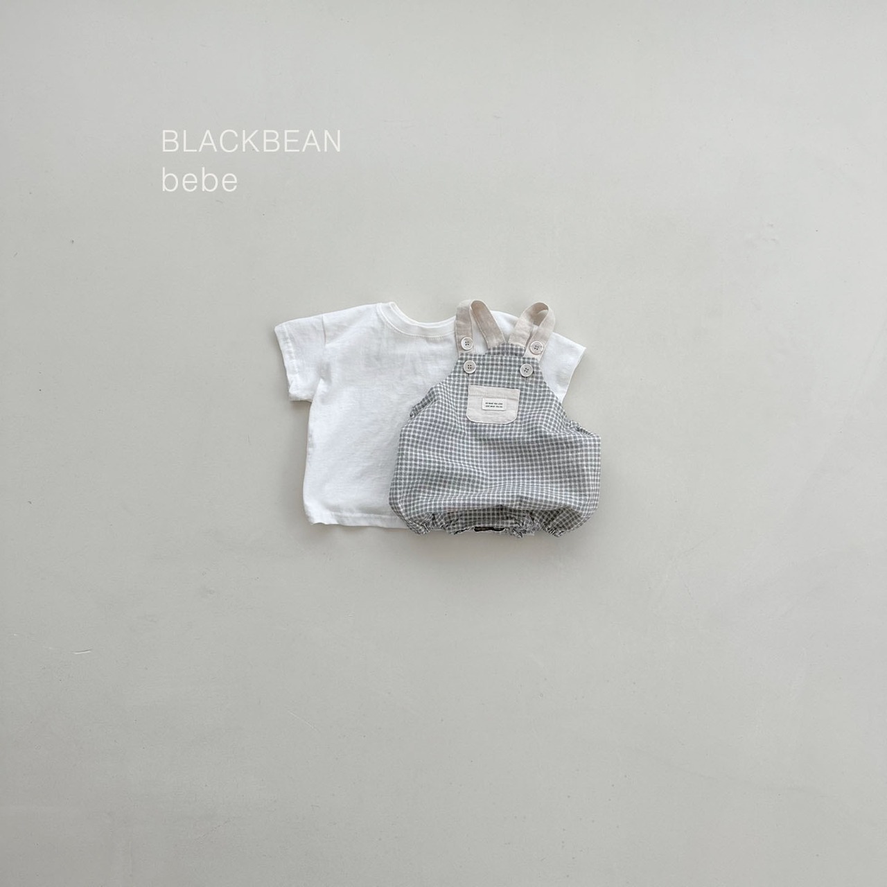 【BLACK BEAN】チェックサロペセット ブラック 60〜80cm - 3