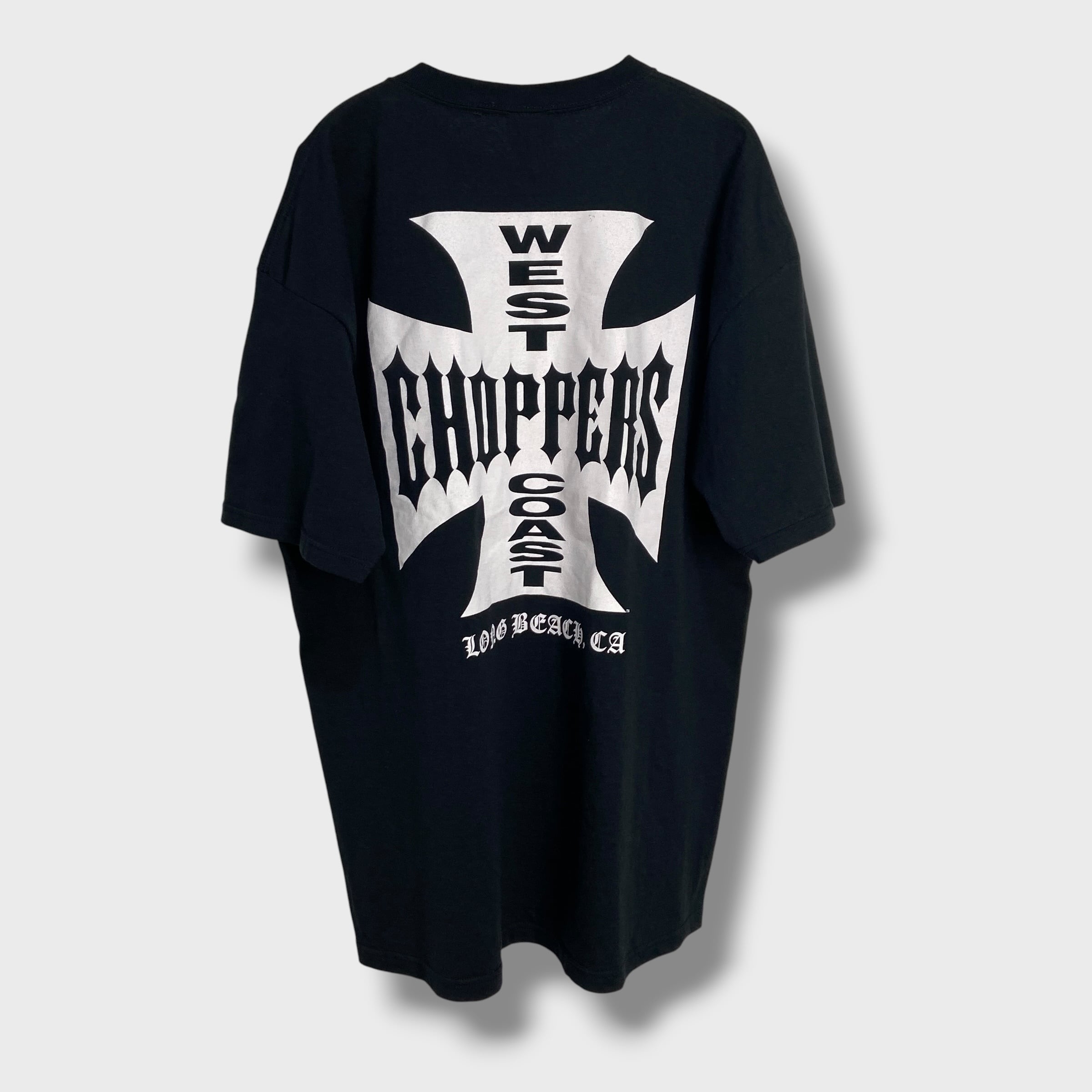 00s ウエストコーストチョッパーズ アイアンクロスTシャツ 両面 黒 XL