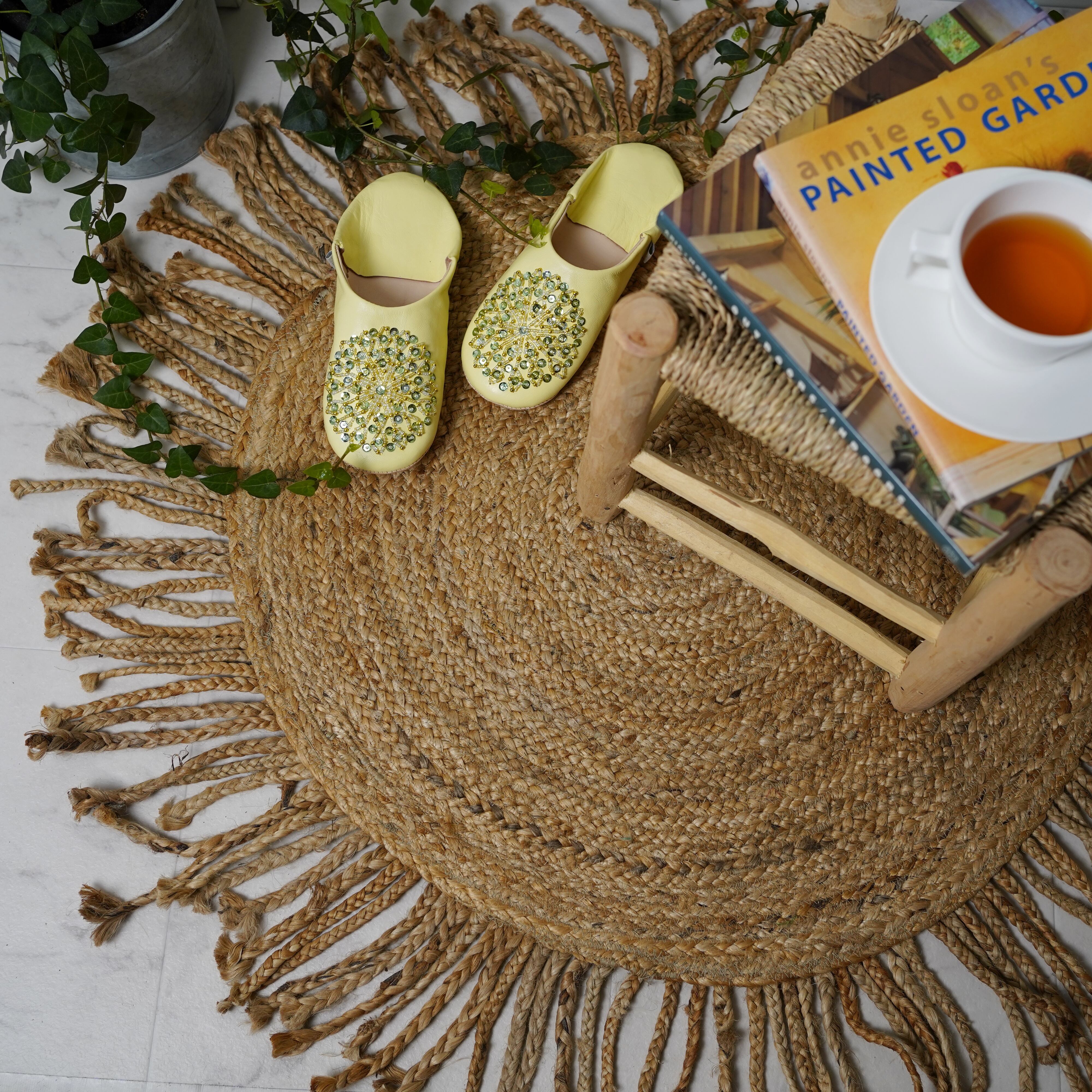 ラウンドジュートラグマット/フリンジ