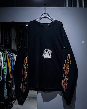 【add (C) vintage】Anarchy Patch × Flame Print Vintage Rebuild L/S T-Shirt