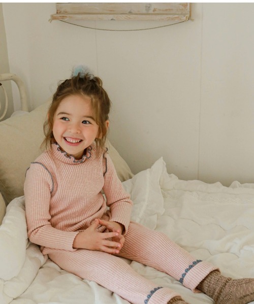 【即納】FLOピンクリブデザインニット