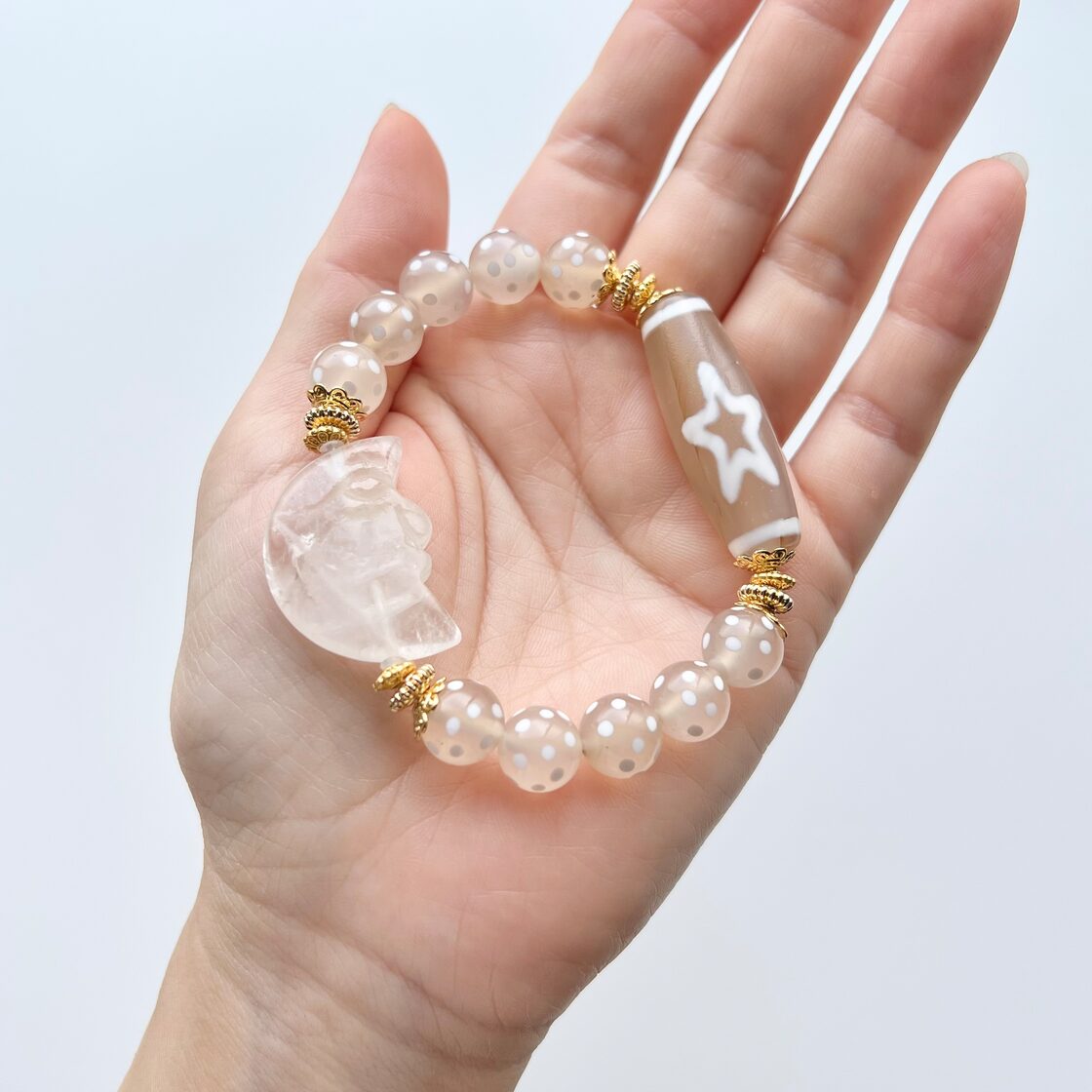 日月星天珠 満天天珠 水晶 三日月 天然石 ブレスレット | PAY ID