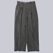INTERIM / NATURAL DYED KATSURAGI WITH LEATHER PIPING 1-TUCK WIDE TAPERED MILITARY TROUSERS