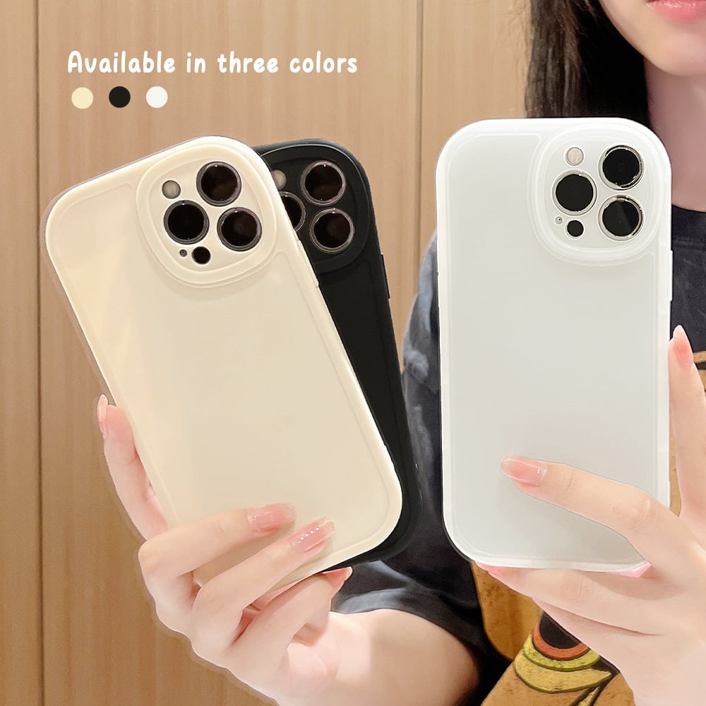 【iPhone15対応】丸みのあるフォルム◎定番 シンプル カメラレンズ保護 保護カバー 半透明 iphone 3color スマホケース ND-14624