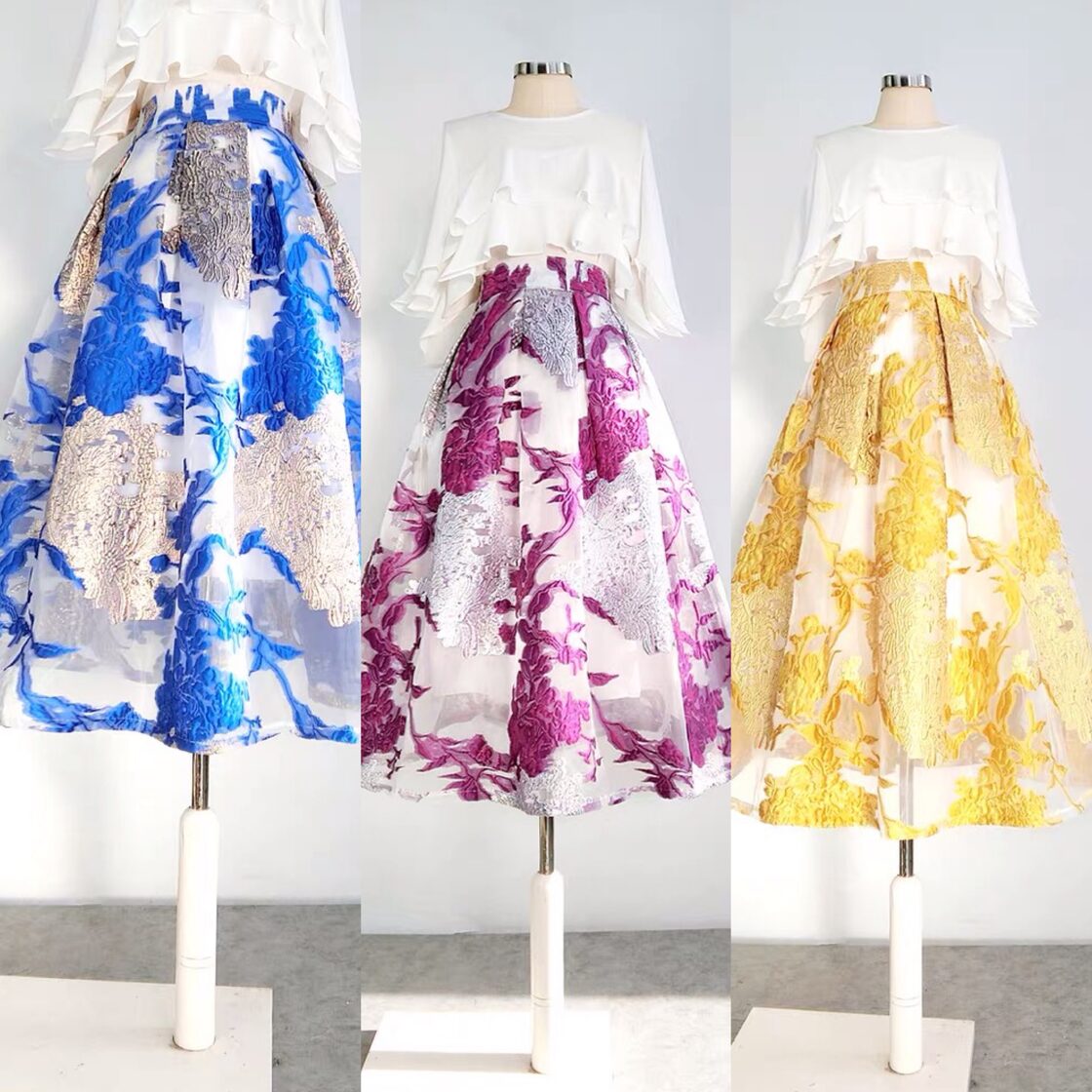 XLまで❣️】青 紫 黄色 レース 花柄 フラワー 刺繍 海 マリン 