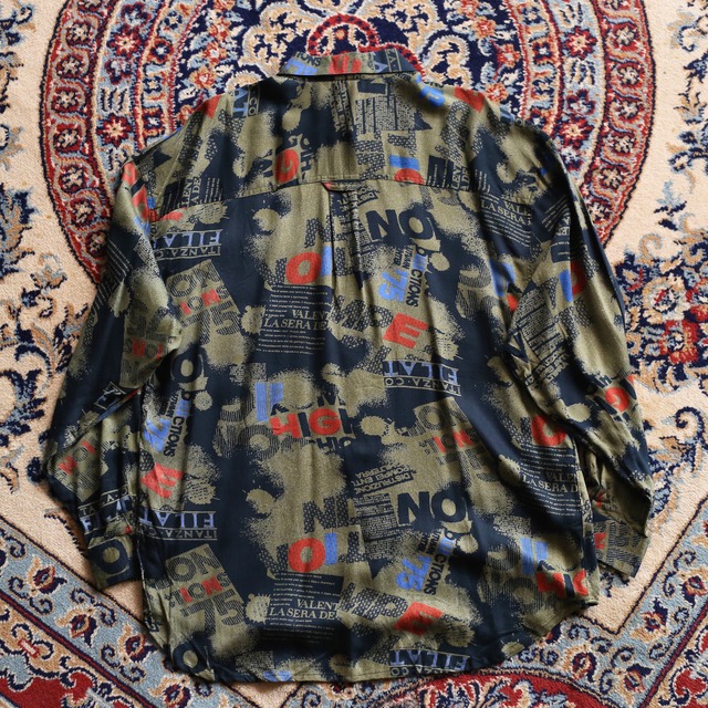 art graphic pattern l/s rayon shirt