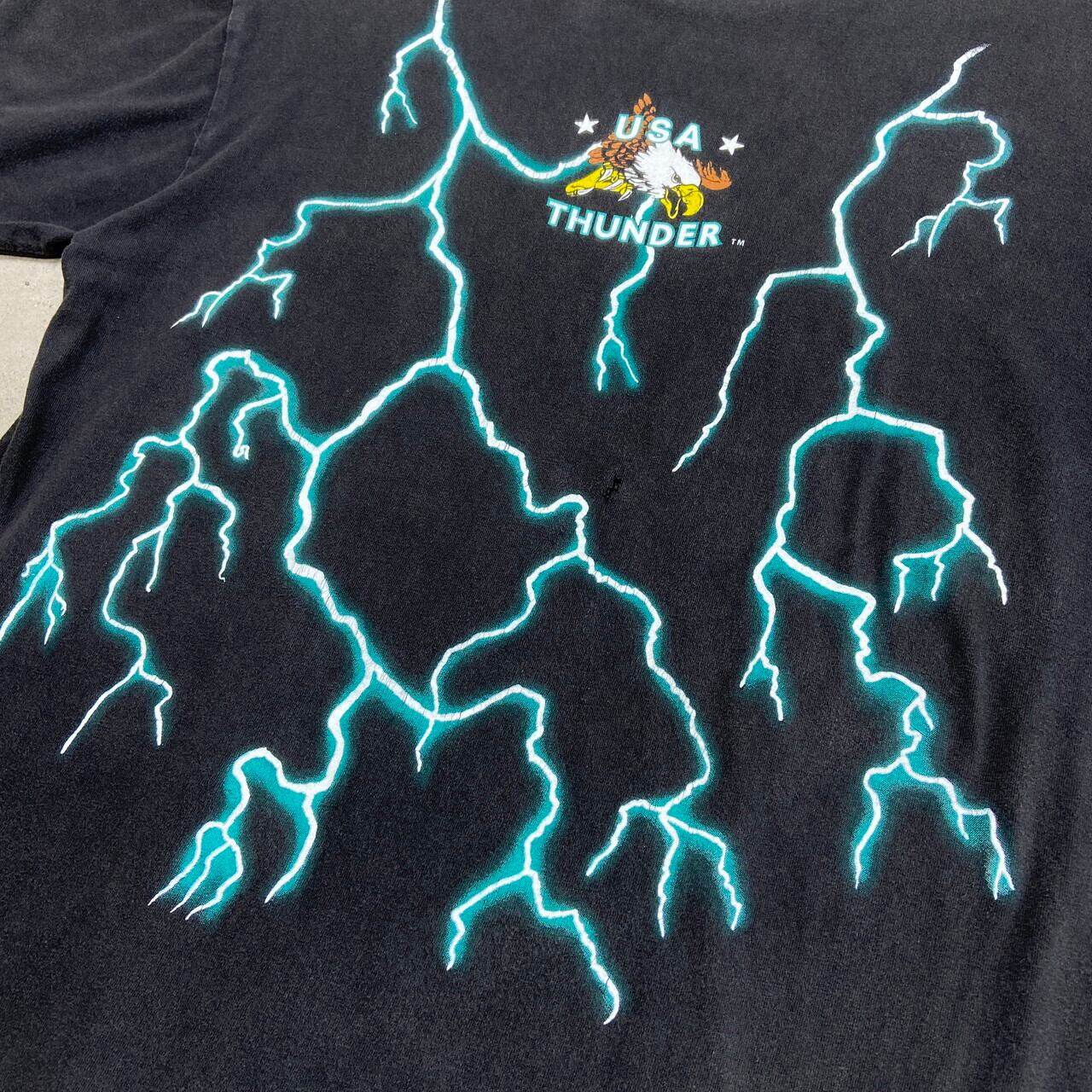 90年代 USA THUNDER サンダー ドラゴン オーバープリントTシャツ 