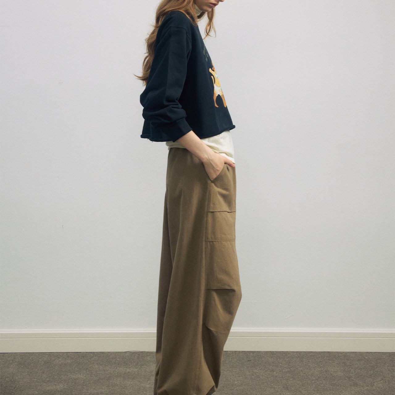 Cropped Printed Design Sweat【3color】 T3589