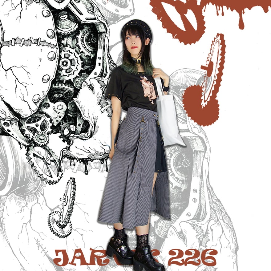 サブカル 服 地雷系 通販 スチームパンク スチパン Steampunk Gear Heart トートバック コットンキャンバス ファスナー